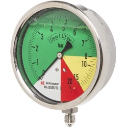 Manometru diametru 100mm 0-8-15-25 1/4" BSP conexiune inferioara