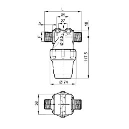 Filtru conducta 1/2" tata 80-100l/m