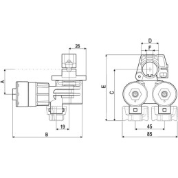 Suport duza 2 cai 20mm Selejet