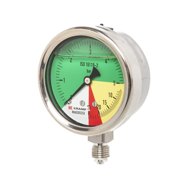Manometru diametru 63mm 0-5-20-25 1/4" BSP conexiune inferioara