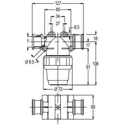 Filtru de presiune 1/2"F 50l/min, 80 mesh