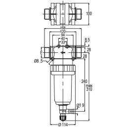 Filtru de presiune 1 1/2" 280l/min, 50 mesh