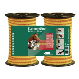 Bandă galbenă/portocalie pentru gard 10mm 2x200m