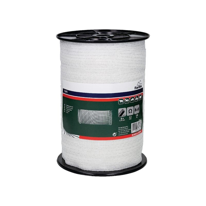 Bandă gard electric 40mm 200m 8x0,15mm fire oțel inoxidabil Farma