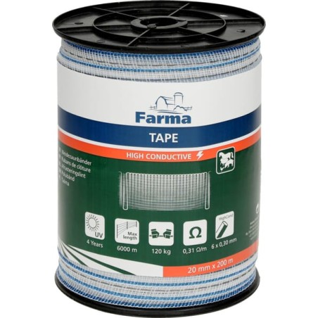 Bandă gard electric 20mm 200m 6x0,30mm conductivitate ridicată