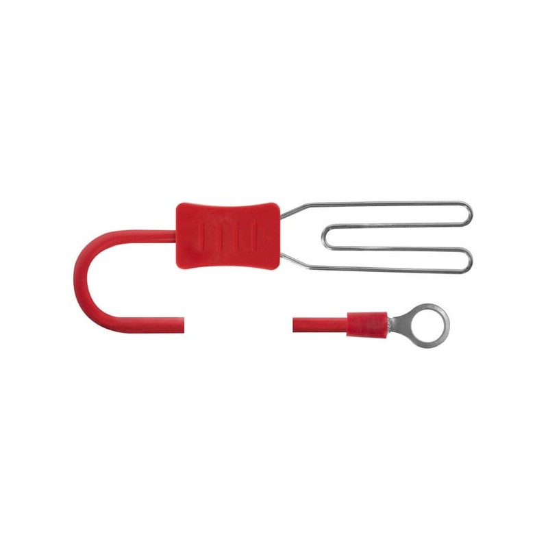 Cablu conector cu clemă inimă si ocheț metalic M8, 125cm