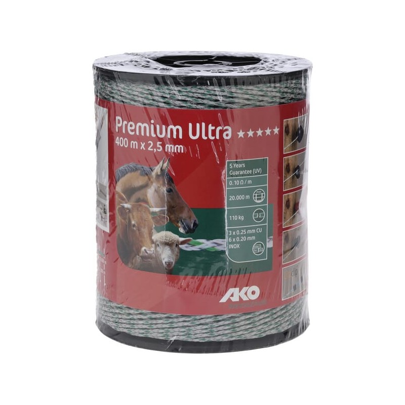 Cablu gard electric multifilar 2,5mm alb/verde 400m Premium Ultra