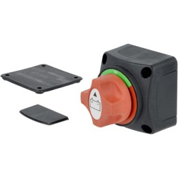 Întrerupător baterie pătrat, negru, M10, 12/24V, 300A/1.000A (5sec), IP54