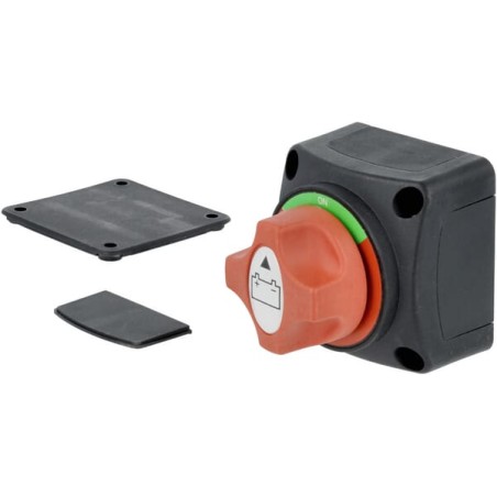 Întrerupător baterie pătrat, negru, M10, 12/24V, 300A/1.000A (5sec), IP54