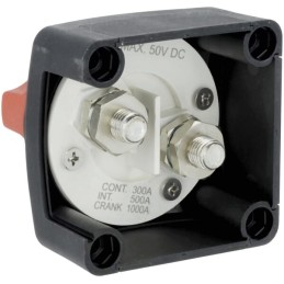 Întrerupător baterie pătrat, negru, M10, 12/24V, 300A/1.000A (5sec), IP54