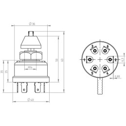 Comutator rotativ de semnalizare 12/24V, 3 poziții