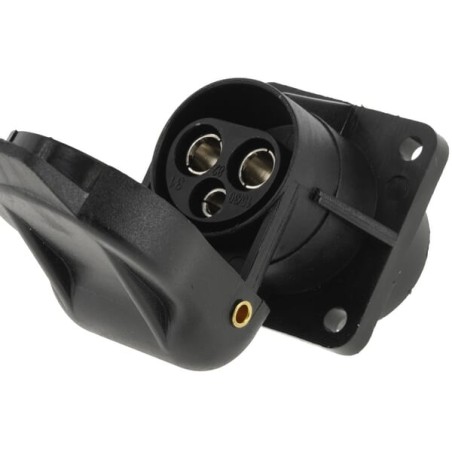 Soclu 3 pini, plastic, 12/24V, terminale lamă, fixare cu 4 șuruburi