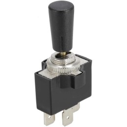 Întrerupător, on-off-on, 12-24VDC, 10A, 125-250VAC, 2A, 3 pini, conectori lamelari, piuliță metalică, capac de plastic