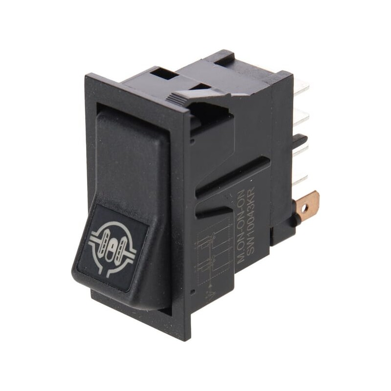 Întrerupător basculant, I-0-(II), on-on-mom, 12V, 8 pini, blocare diferențială