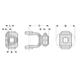 Furcă cardanică cu șurub 1-3/4" 20 caneluri T90/V90 Comer