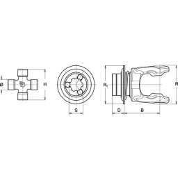 Furcă cardanică cu deconectare rapidă 1-3/8" 6 caneluri S0 Bondioli&Pavesi