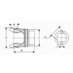 Furcă cardanică pentru țeavă profilată 46,9mm S6 Bondioli&Pavesi