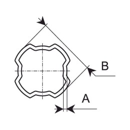 Țeavă cardan unghi larg interioară profil 4 colțuri S2 interior 33,6mm exterior 40,1x3,25mm L 1m Bondioli&Pavesi