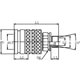 Cuplă rapidă cu bile SKP mamă 1/2" - M18x1,5 12L