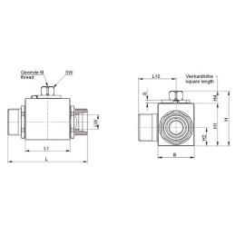 Robinet cu bilă 3/2-L - M22x1,5