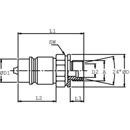 Cuplă rapidă cu bile SKP tată 1/2" - M22x1,5 15L