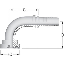 Armătură cu flanșă SFL PFL DN50 diametru 71,4mm 90°