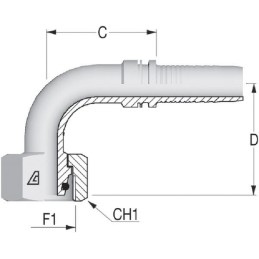 Armătură DN20 M36x2,0 28L 90°
