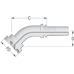 Armătură cu flanșă SFL PFL DN20 diametru 50,8mm 45°