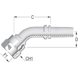 Armătură DKJ PA DN32 1 5/8" UNF 45°