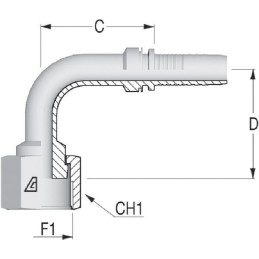 Armătură DN16 mamă 1 3/16" ORFS 90°