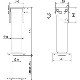 Picior de sprijin cilindru complet 85-250