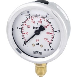 Manometru cu glicerină Ø63 mm, 25 bar,racord inferior 1/4"