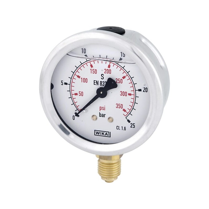 Manometru cu glicerină Ø63 mm, 25 bar,racord inferior 1/4"