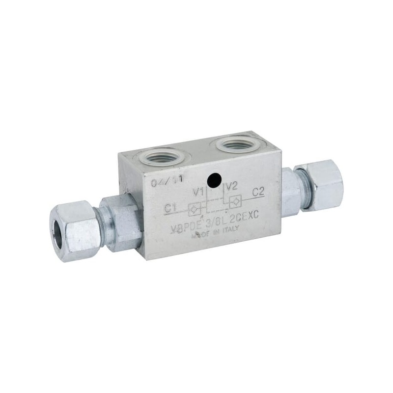 Supapă de retur cu comandă geamănă VBPDE-2, G3/8" - M18 x 1,5 12L