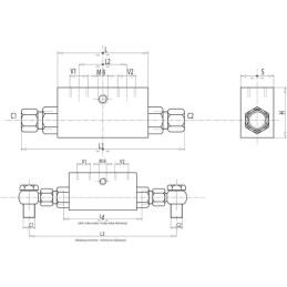 Supapă de retur cu comandă geamănă VBPDE-2, G3/8" - M18 x 1,5 12L