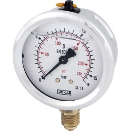 Manometru cu glicerină Ø63 mm, 16 bar,racord inferior 1/4"