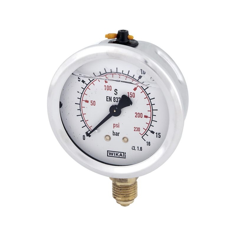 Manometru cu glicerină Ø63 mm, 16 bar,racord inferior 1/4"
