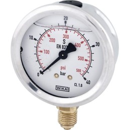 Manometru cu glicerină Ø63 mm, 40 bar,racord inferior 1/4"