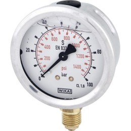 Manometru cu glicerină Ø63 mm, 100 bar,racord inferior 1/4"