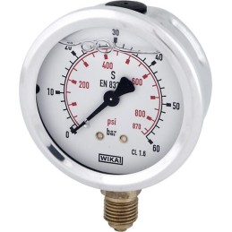 Manometru cu glicerină Ø63 mm, 60 bar,racord inferior 1/4"