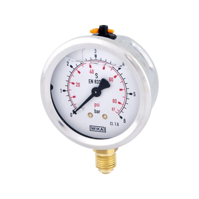 Manometru cu glicerină Ø63 mm, 6 bar,racord inferior 1/4"