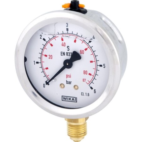 Manometru cu glicerină Ø63 mm, 6 bar,racord inferior 1/4"