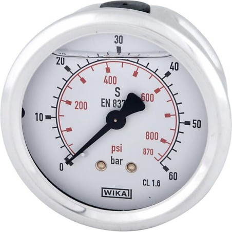Manometru cu glicerină Ø63 mm, 60 bar, racord spate 1/4"