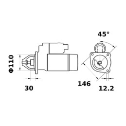 Demaror de 12V, 4,2kW, 9 dinți, CW, cu reductor, Mahle