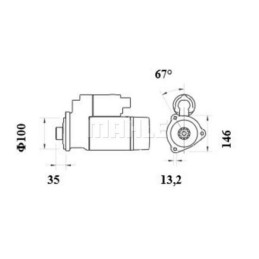 Demaror 12V, 3,3kW, 10 dinți, CW, Mahl