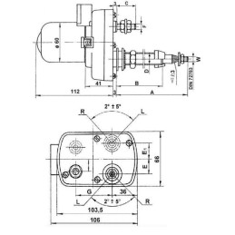Motor ștergător 12V 135° Arbore L:53mm diametru 8mm