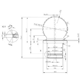 Bilă cuplaj cu cap sferic 80 mm cu piuliță crenelată