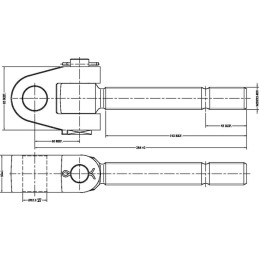 Articulație cu furcă tirant central M30x3 32mm dreapta