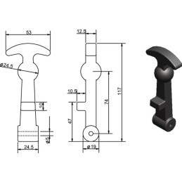 Suport capotă complet 120mm