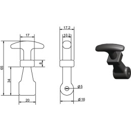 Suport capotă complet 65mm